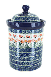 Polish Pottery Peach Posy Large  Canister