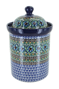 Polish Pottery Mardi Gras Large Canister