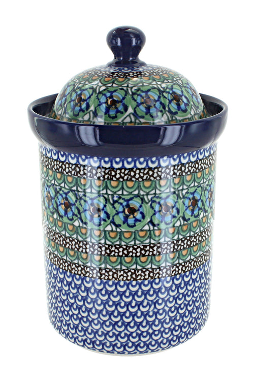 Polish Pottery Mardi Gras Large Canister