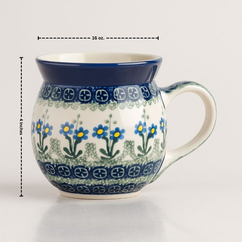 Blue Posy Bubble Mug Polish Pottery
