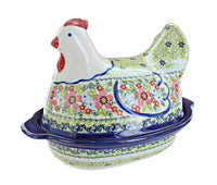 Polish Pottery Spring Green Small Hen Baker