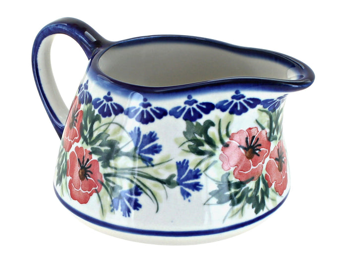 Polish Pottery Cherry Red Bouquet Gravy Boat