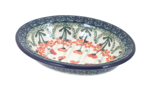 Polish Pottery Peach Posy Soap Dish
