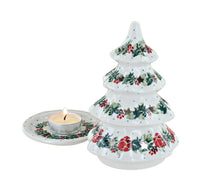 Holiday Flower Small Christmas Tree Luminary Polish Pottery