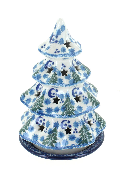 Polish Pottery Evergreen Magic Small Christmas Tree Luminary