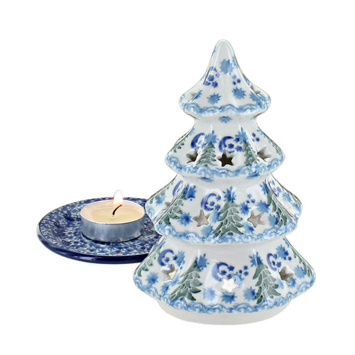 Evergreen Magic Small Christmas Tree Luminary Polish Pottery