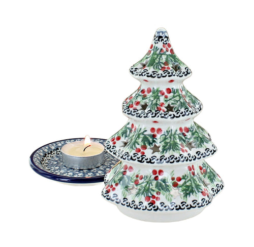 Noelle Small Christmas Tree Luminary Polish Pottery