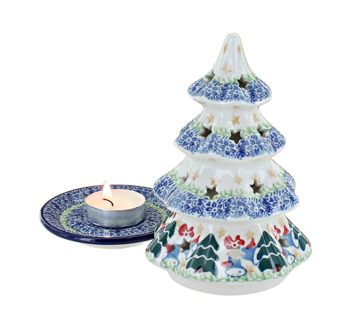 Winter Bells Small Christmas Tree Luminary Polish Pottery