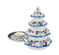 Holly Small Christmas Tree Luminary Polish Pottery