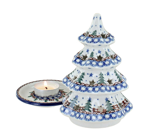 Rustic Pines Small Tree Luminary Polish Pottery