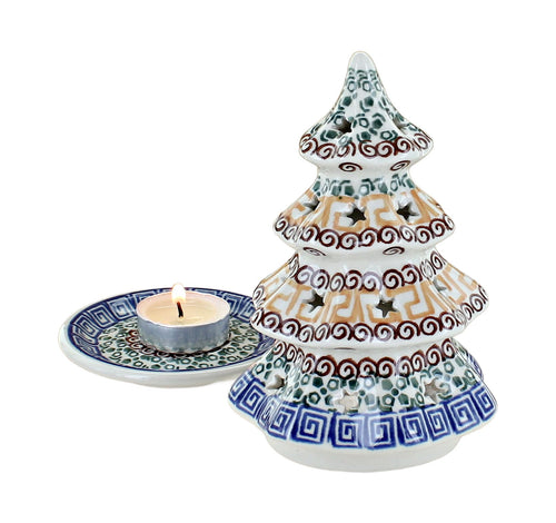 Athena Small Christmas Tree Luminary Polish Pottery