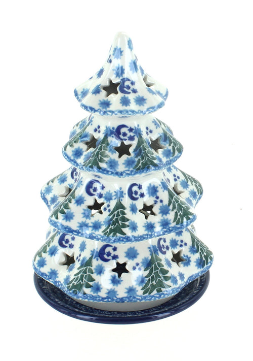 Polish Pottery Evergreen Magic Medium Christmas Tree Luminary