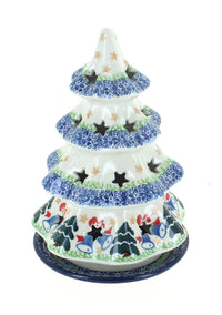 Polish Pottery Winter Bells Medium Christmas Tree Luminary