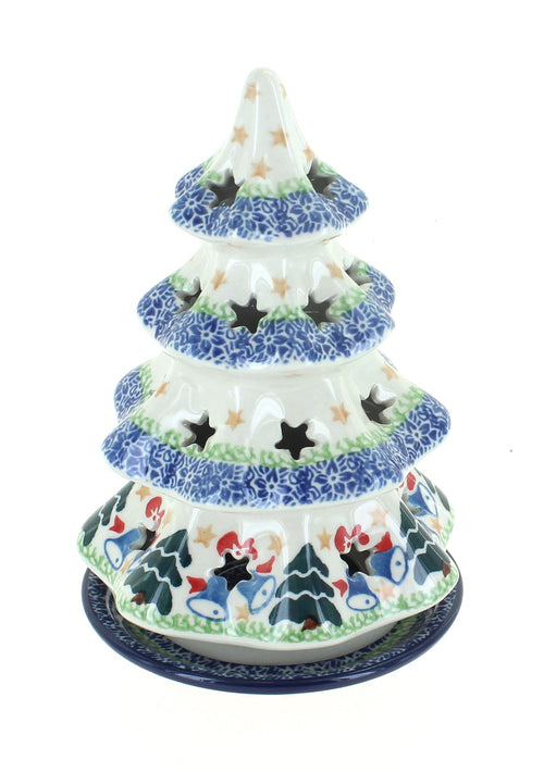 Polish Pottery Winter Bells Medium Christmas Tree Luminary