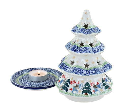 Winter Bells Medium Christmas Tree Luminary Polish Pottery