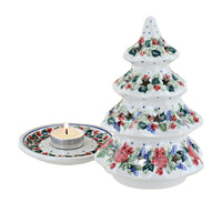 Winter Floral Medium Christmas Tree Luminary Polish Pottery