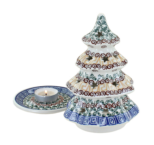 Athena Medium Christmas Tree Luminary Polish Pottery