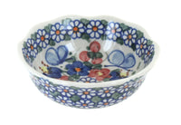 Polish Pottery Garden Butterfly Small Scallop Bowl