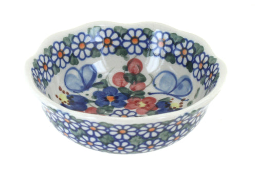 Polish Pottery Garden Butterfly Small Scallop Bowl
