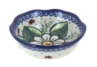 Polish Pottery Ladybug Small Scallop Bowl