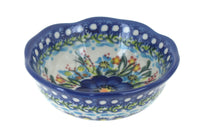 Polish Pottery Garden of Blue Small Scallop Bowl
