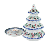 Holly Medium Christmas Tree Luminary Polish Pottery