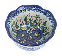 Garden of Blue Small Deep Scallop Bowl Polish Pottery
