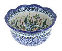 Polish Pottery Garden of Blue Small Deep Scallop Bowl