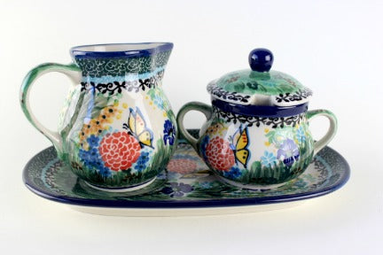 Teresa Large Cream & Sugar Set with Tray Polish Pottery