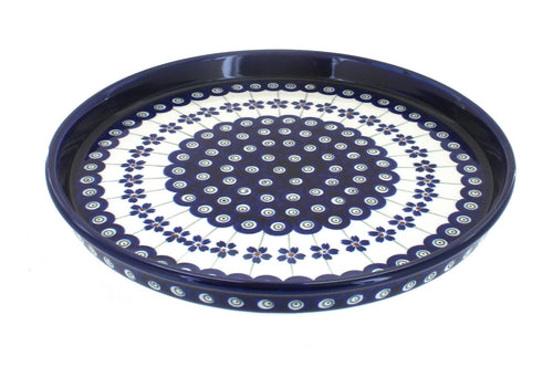 Polish Pottery Flowering Peacock Torte Plate