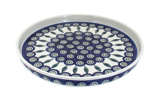 Polish Pottery Peacock Torte Plate