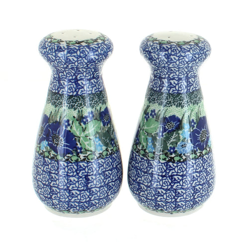 Polish Pottery Sapphire Fields Large Salt & Pepper Shakers