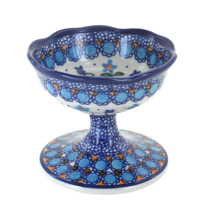 Polish Pottery Savannah Pedestal Dessert Bowl