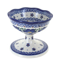 Polish Pottery Spring Blossom Pedestal Dessert Bowl