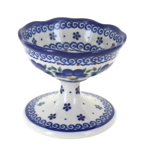 Polish Pottery Spring Blossom Pedestal Dessert Bowl