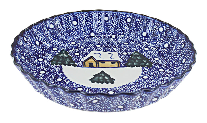 Polish Pottery Winter Forest Pie Plate