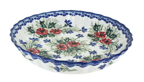 Polish Pottery Cherry Red Bouquet Pie Plate