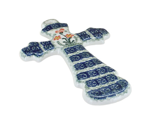 Polish Pottery Peach Posy Cross
