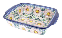 Polish Pottery Apple Blossom Medium Rectangular Baker with Handles