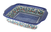 Polish Pottery Garden of Eden Medium Rectangular Baker with Handles