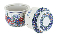Garden Butterfly French Butter Dish Polish Pottery