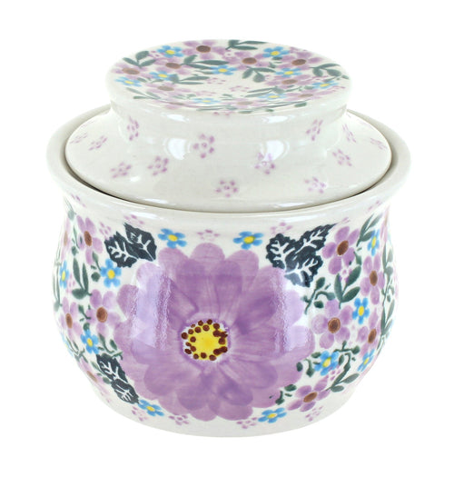 Polish Pottery Lilac Garden French Butter Dish