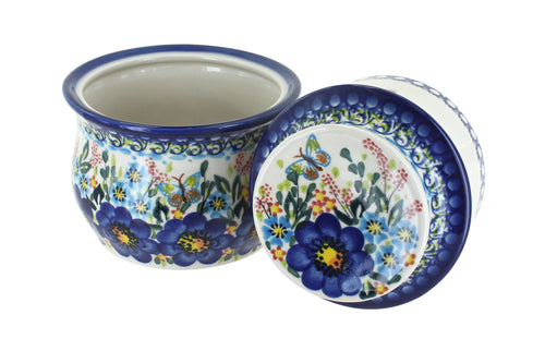 Garden of Blue French Butter Dish Polish Pottery