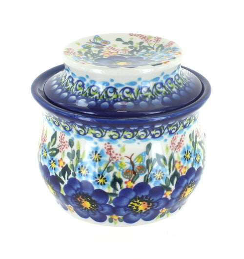Polish Pottery Garden of Blue French Butter Dish