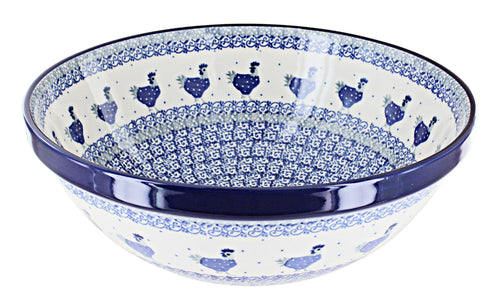 Polish Pottery Barnyard Rooster Large Serving Bowl