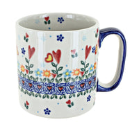 Polish Pottery Hearts & Flowers Coffee Mug