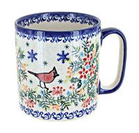 Polish Pottery Winter Cardinal Coffee Mug