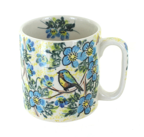 Polish Pottery Bluebird Garden Coffee Mug