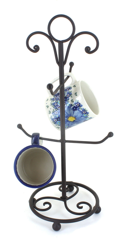 4 Arm Mug Stand with Circle Top Polish Pottery