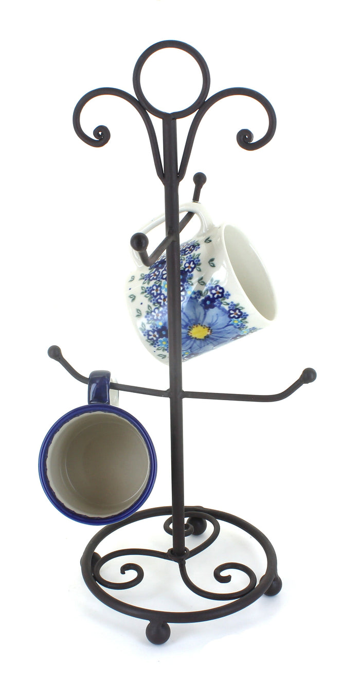 4 Arm Mug Stand with Circle Top Polish Pottery